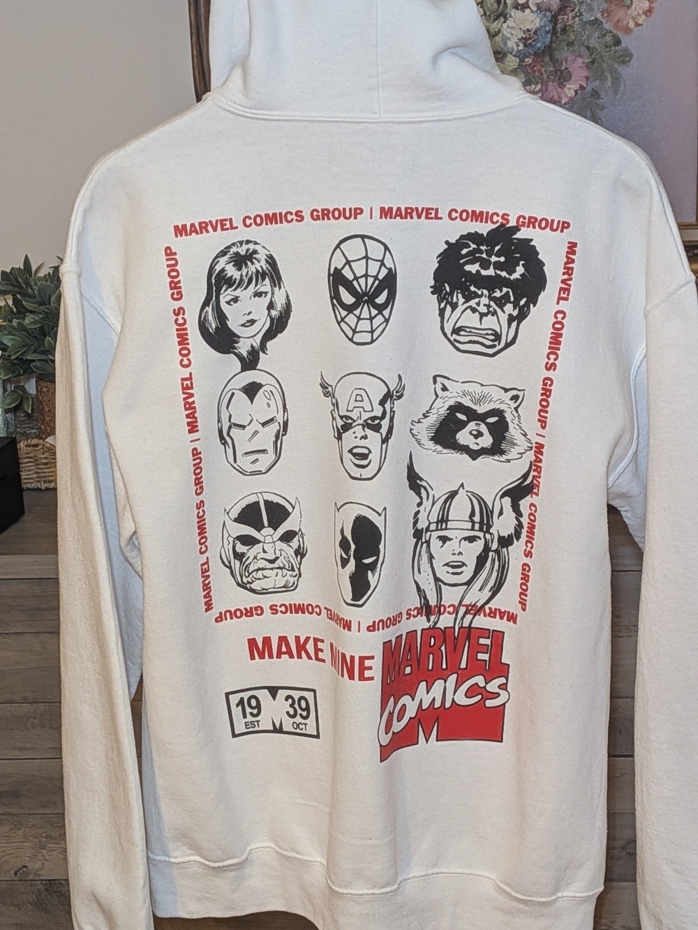 Marvel Comics Graphic Hoodie - White with Red & Black Print